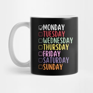 Days of the Week Checklist - Monday - Rainbow Colours Mug
